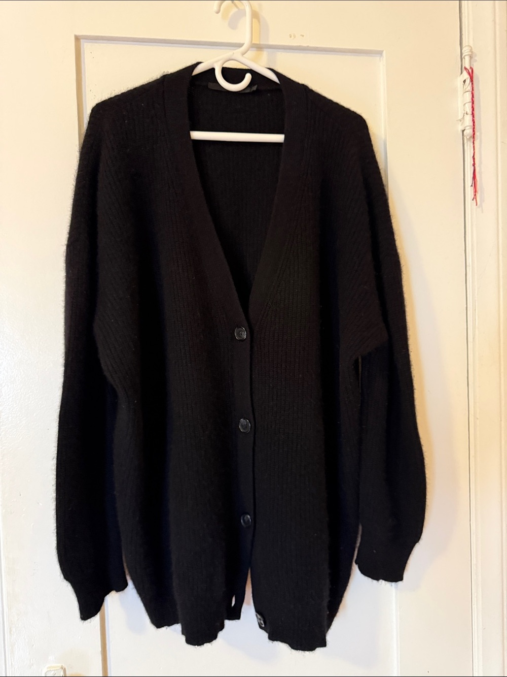 Jenny Kayne Cashmere Black V-Neck Button Cardigan Sweater - Picture 3 of 5
